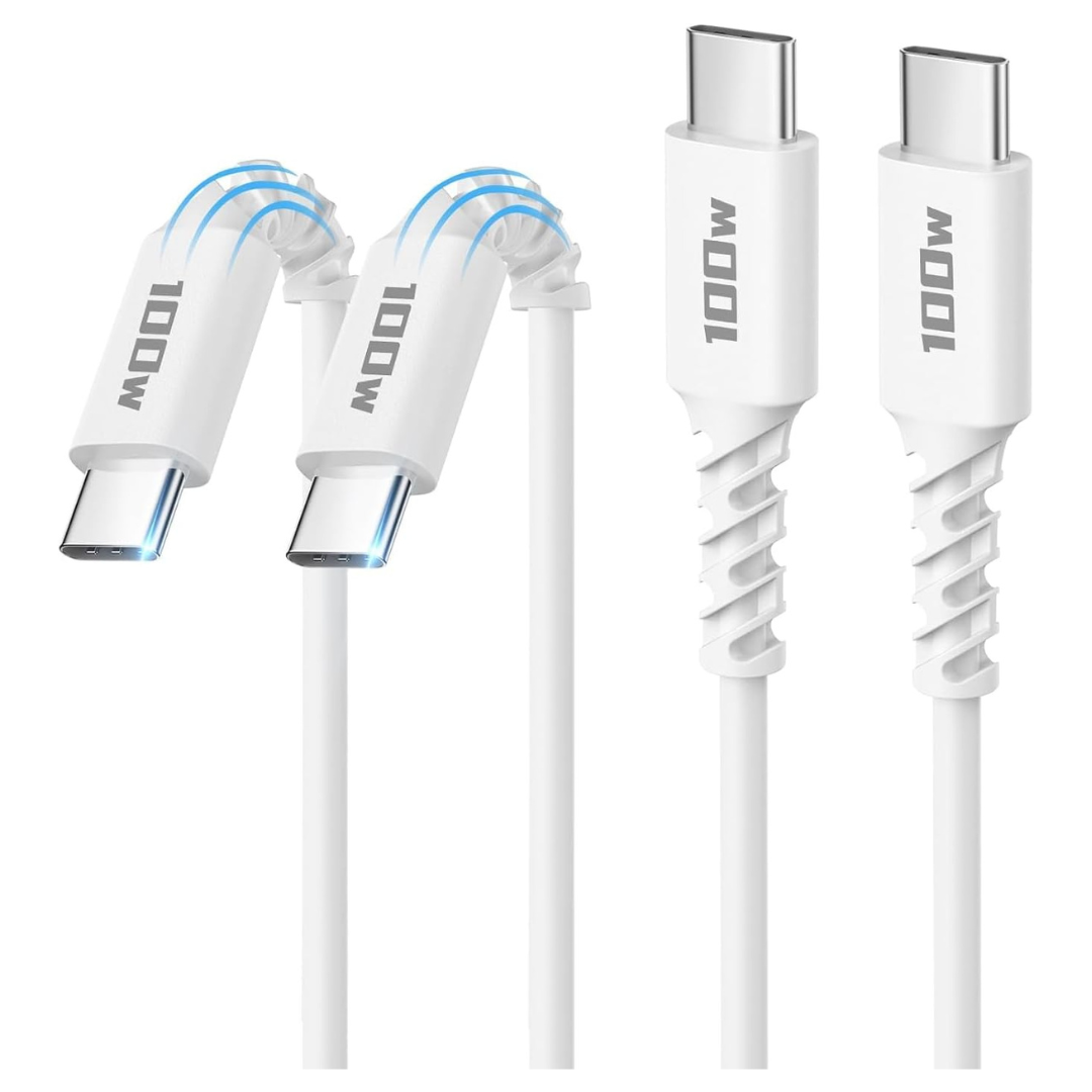 100W [2-Pack 6.6FT] Type C To C Fast Charging Cable