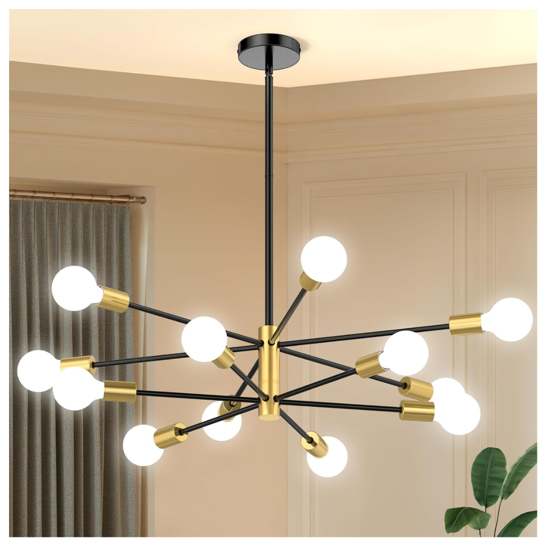 12-Light Mid Century Modern Height Adjustable Ceiling Light Fixture