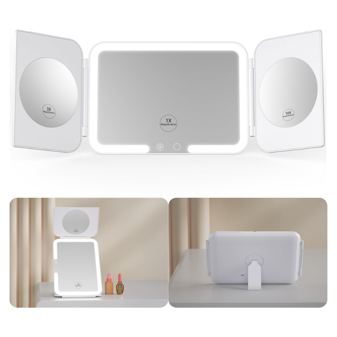 5000mAh Rechargeable Tri-fold LED Makeup Mirror