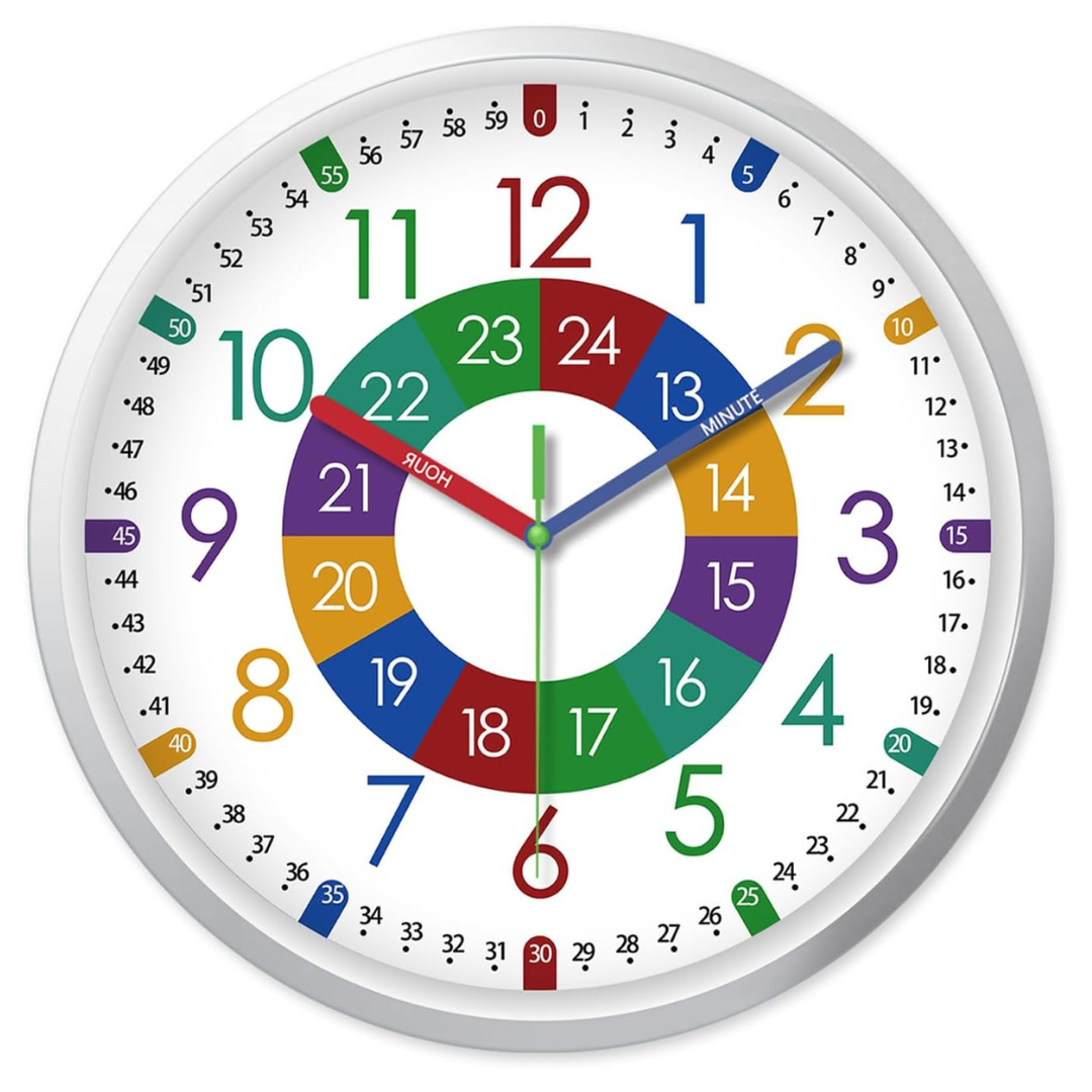 8" XFM Silent Non Ticking Learning Wall Clock