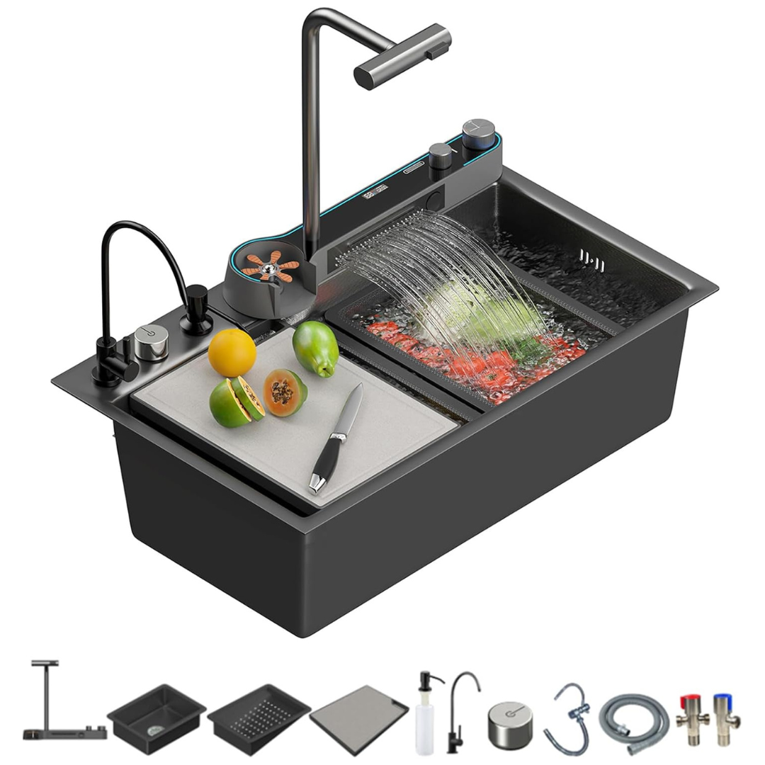 Modern Honeycomb Embossed Multi-Function Single Kitchen Sink
