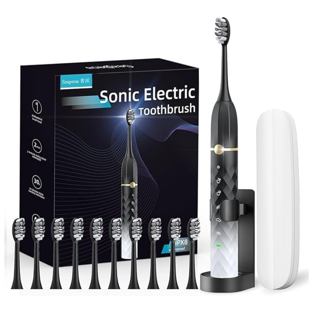 Electric Toothbrush Set with 10 Brush Heads & Travel case