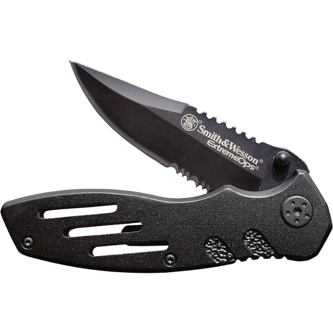 Smith & Wesson 7.1 Inch Folding Knife With Serrated Clip Point Blade