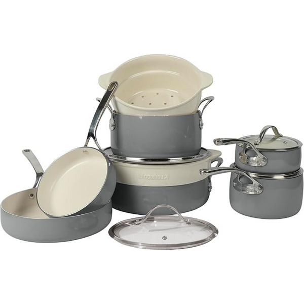 12-Piece Aluminum Pots and Pans Cookware Set