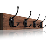 Wooden Heavy-Duty Wall Hat Rack with 4 Hooks