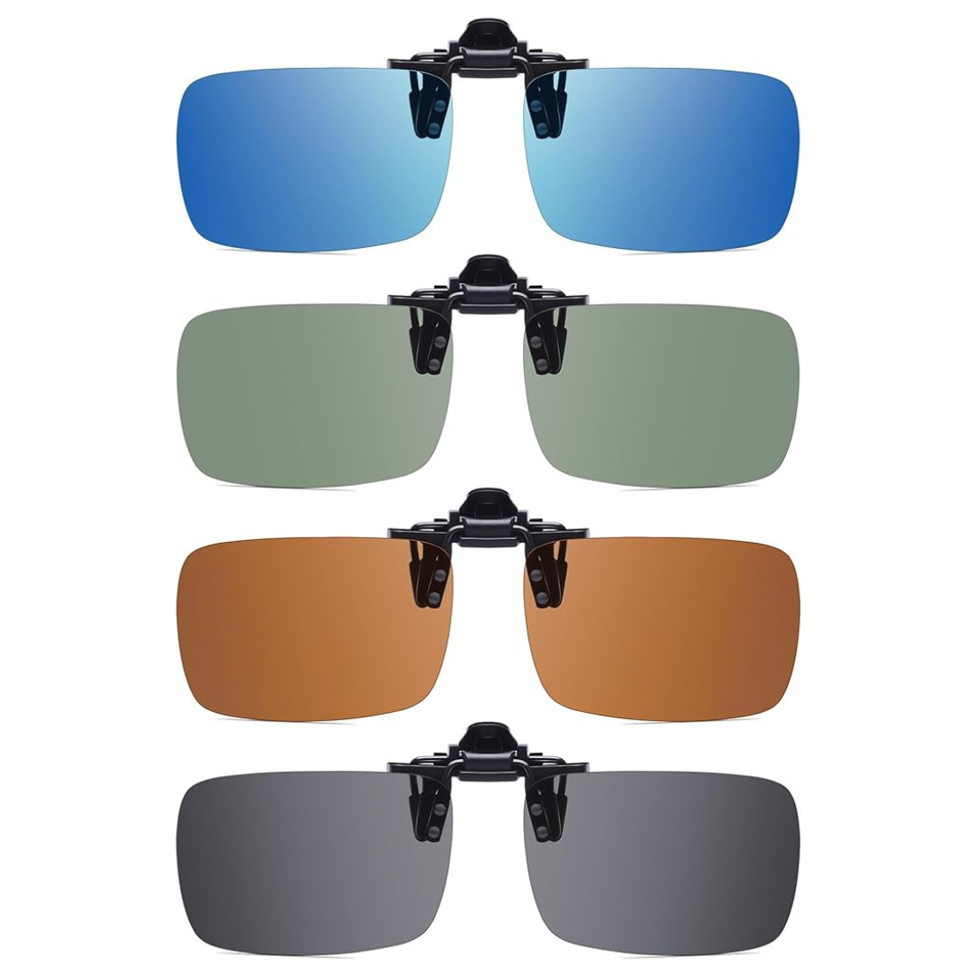 4-Pack Unisex Polarized Clip-On Sunglasses With UV Protection