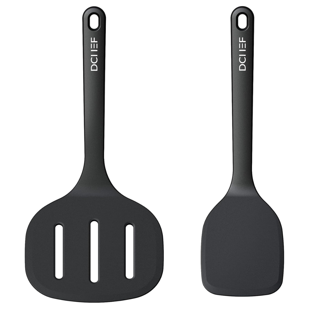 2-Pack Dailychef Large Silicone Solid & Slotted Turner Spatula Set