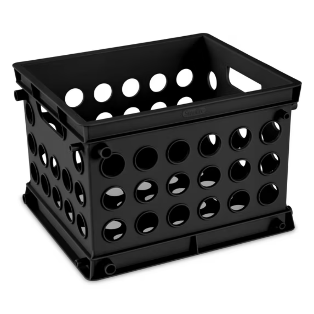 9" Sterilite Multi-Purpose Plastic Mini Crate Storage Bin (Black)