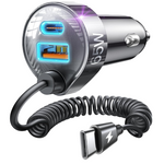 LISEN 65W USB-C Fast Car Charger With 4ft Coiled USB-C Cable