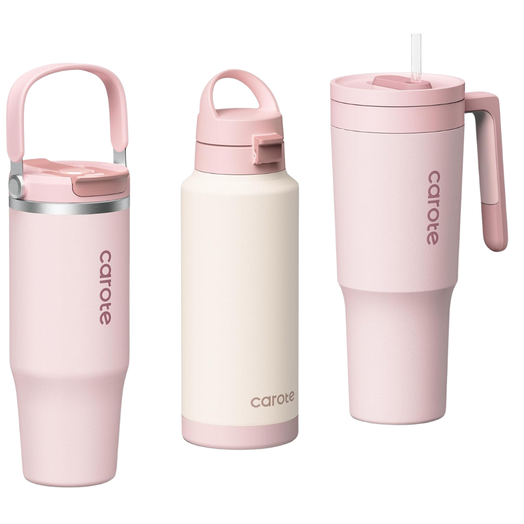 3-Pack Insulated Stainless Steel Water Bottles W/ Straw (32/32/40 oz)
