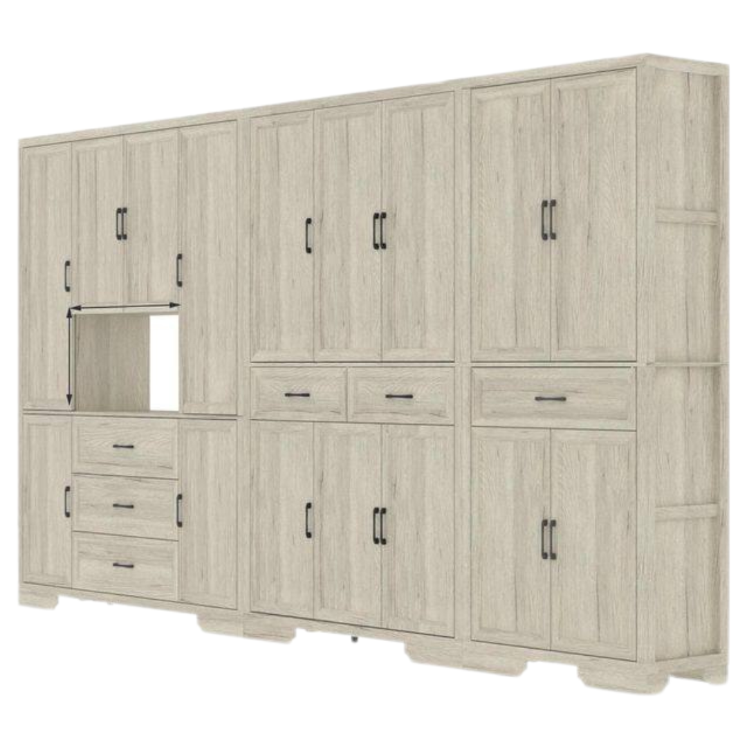 FUFU&GAGA 78.7" Tall Light Oak Wood Bookcase W/ 27 Shelves & Drawers