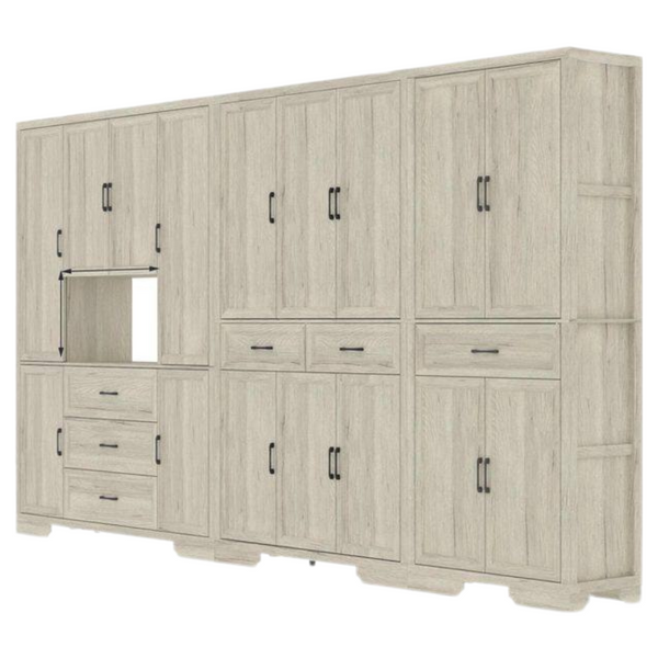 FUFU&GAGA 78.7" Tall Light Oak Wood Bookcase W/ 27 Shelves & Drawers