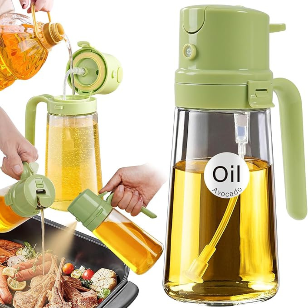 2-In-1 16-Oz Refillable Oil Dispenser And Oil Sprayer Bottle