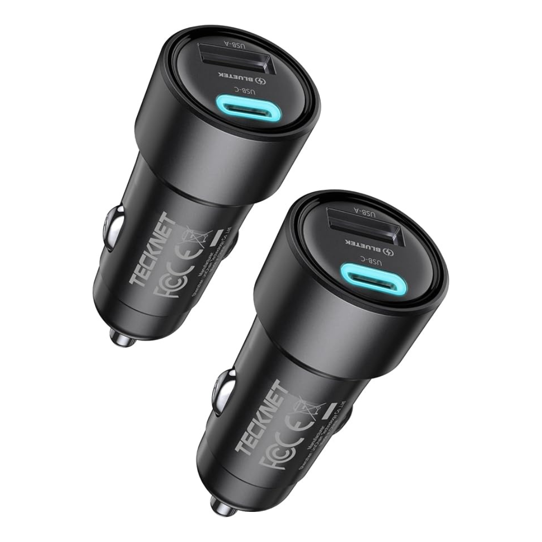 2-Pack Tecknet 48W Dual Port Fast USB C Car Charger