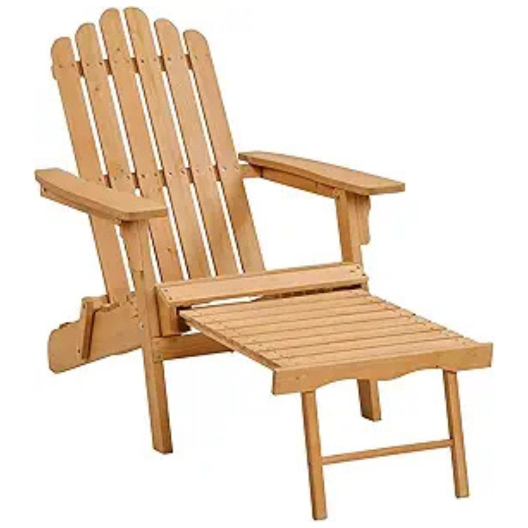 Folding Lounge Chair w/ Retractable Ottoman & weight Capacity 300lb