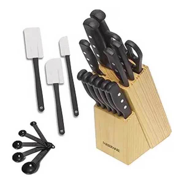 22-Piece Farberware High-Carbon Stainless Steel Kitchen Knife Block Set