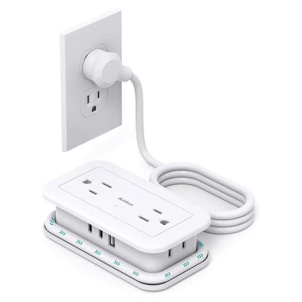 Addtam 7-in-1 Power Strip with 4ft Wrapped Flat Plug Power Strip