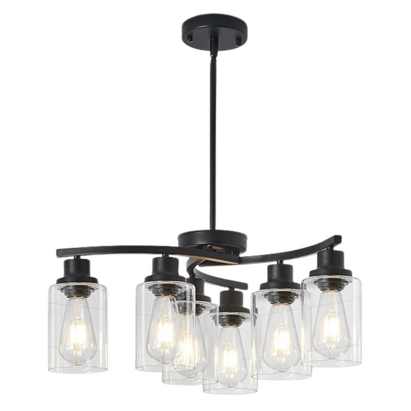 Aibisod Modern Farmhouse 6-Light Black Chandelier