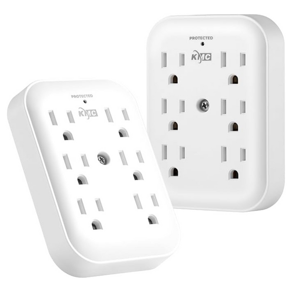 2-Pack Certified Surge Tap 6-Outlet Wall Plug Extender