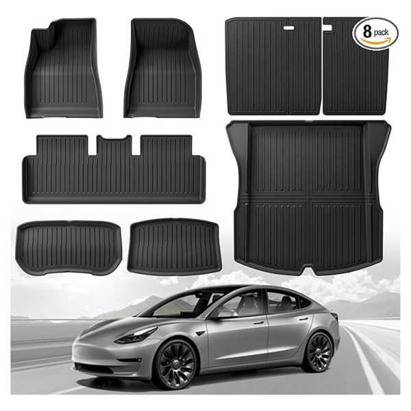 8-Pack Floor Mats Fit For Tesla Model 3 Highland 2025 2024