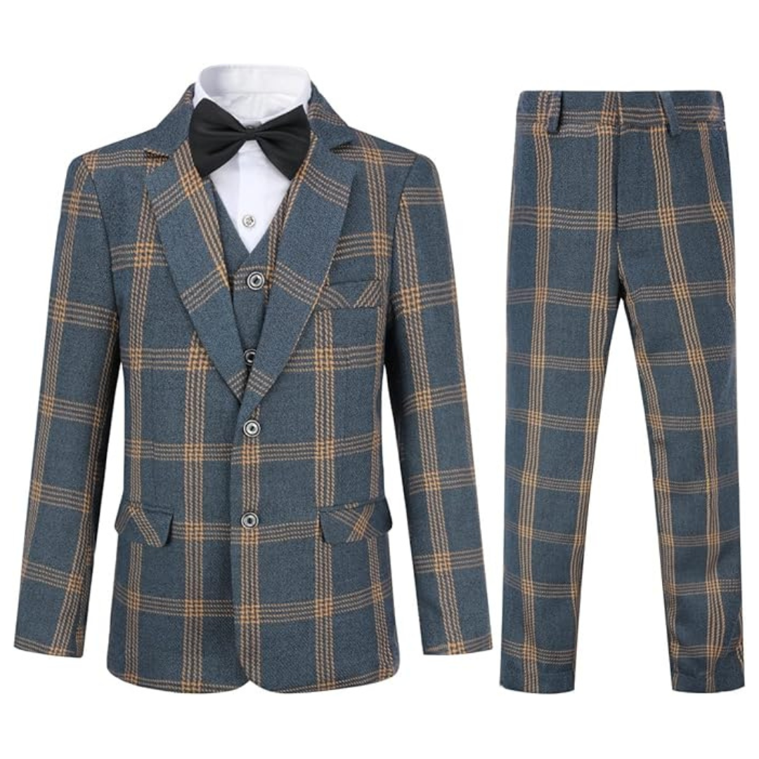 SWOTGdoby Boys Formal 3 Pieces Slim Fit Suit Set