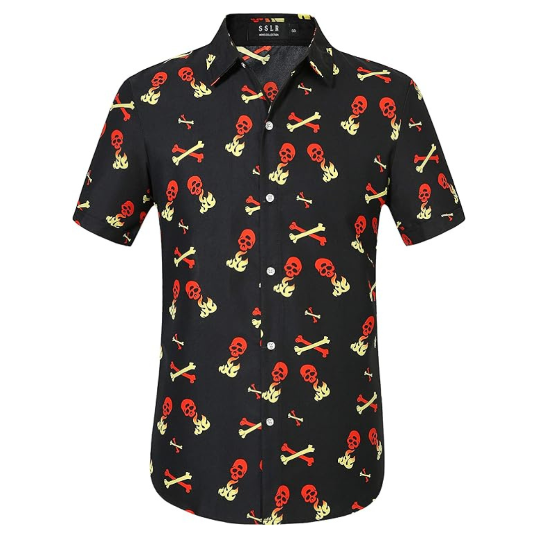 SSLR Skeleton Pumpkins Button Up Men's Shirt