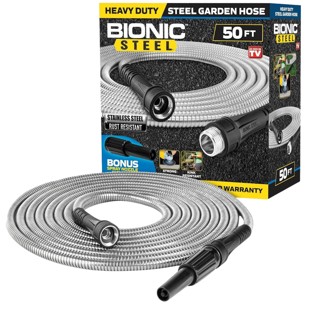 Bionic Steel 50ft Heavy-Duty Stainless Steel Metal Garden Hose