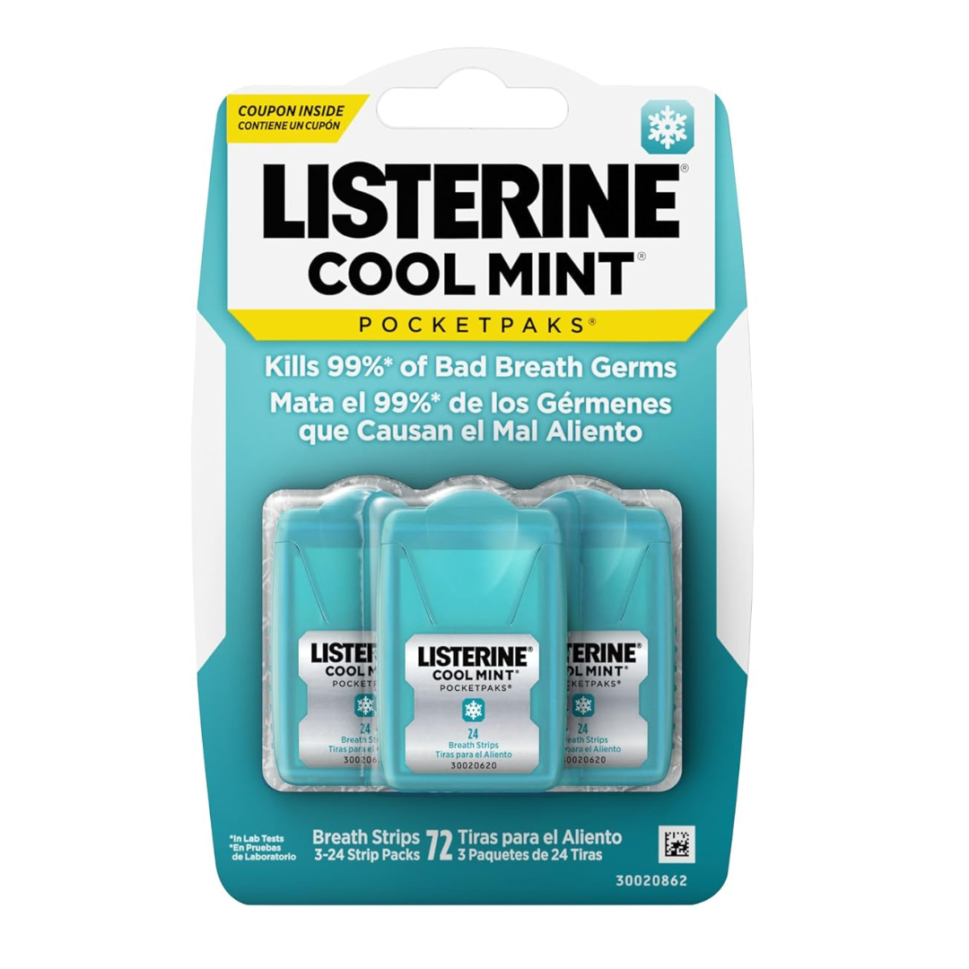 3-Pack Listerine Cool Mint Pocketpaks Breath Strips