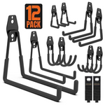 12-Pack SMARTOLOGY Wall Mount Garage Hooks W/ 2 Extension Cord Storage Straps