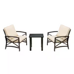 3-Piece Patio Festival Metal Patio Deep Seating Set With Beige Cushions