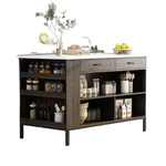 Marble Wood Grain Top 55.1" W Kitchen Island