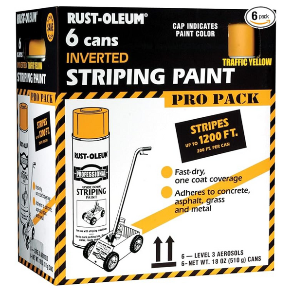 6-Pack 18oz Rust-Oleum Professional Inverted Striping Spray Paint