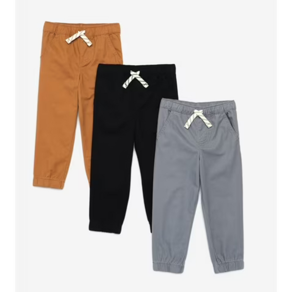 3-Pack Garanimals Toddler Boys' Stretch Twill Pull-On Jogger Pants (2T/18M)