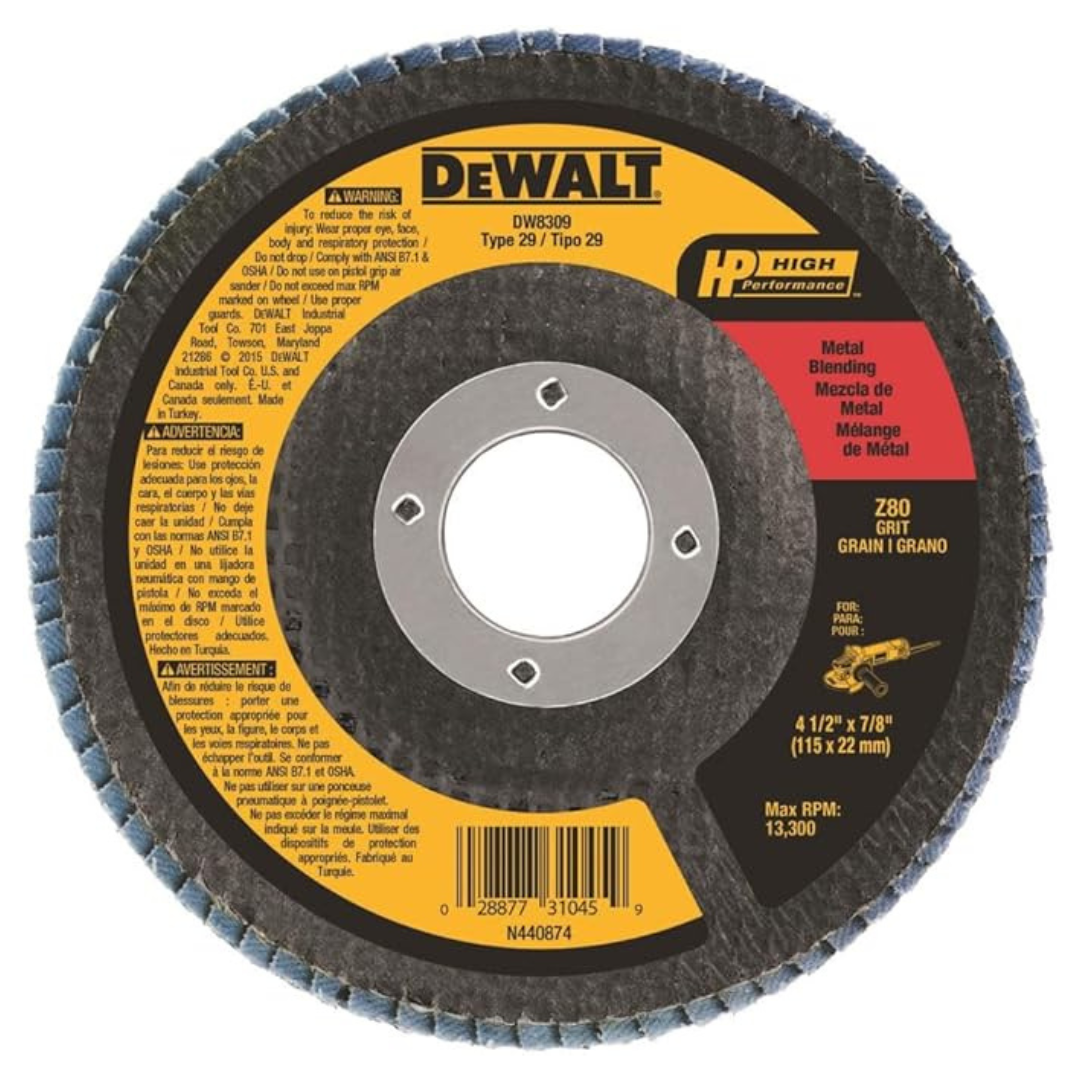 DeWALT High Perfomance Metal Blending 80-Grit Flap Disc (4-1/2"x7/8")