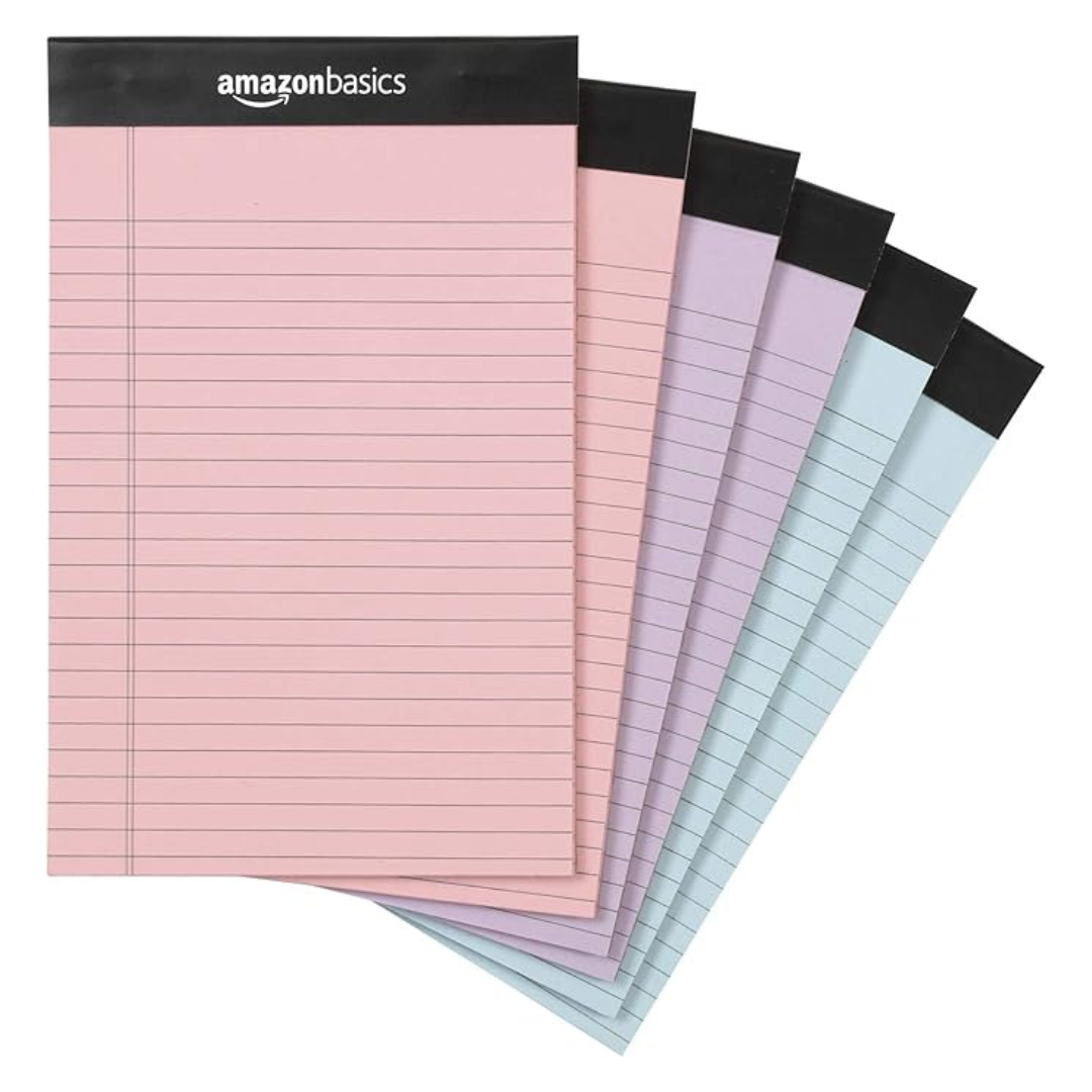 6-Count Amazon Basics 5 x 8 Inch Narrow Ruled Writing Pads