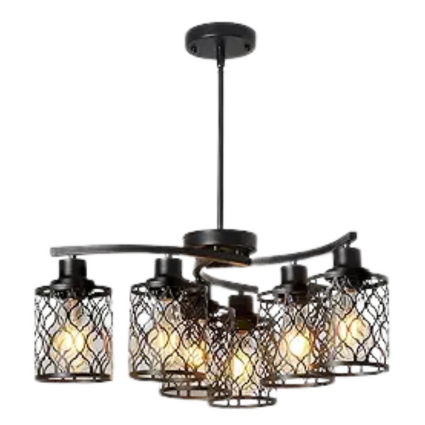 Aibisod Modern Farmhouse 6-Light Black Chandelier