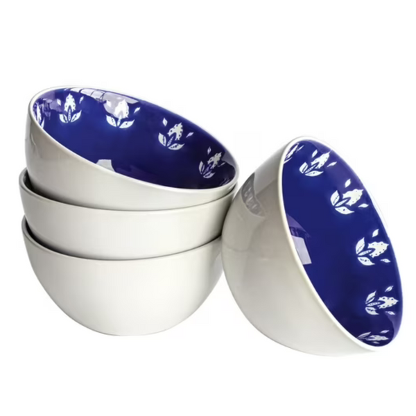 4-Pack 28-Oz Sofia Indigo Stoneware Round Bowls