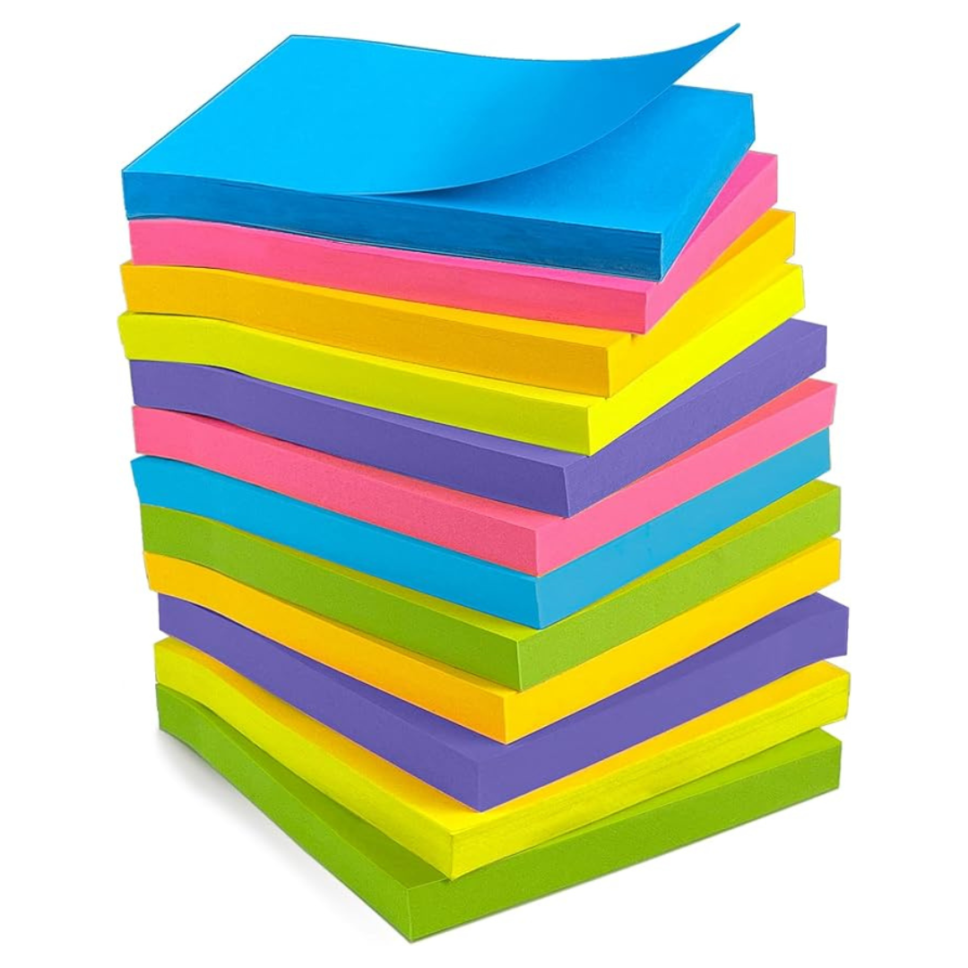 12-Count 3"x 3" Colorful Sticky Notes