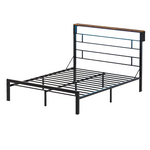 Bestier Metal Bed Frame With LED Storage Headboard Shelf (Queen)