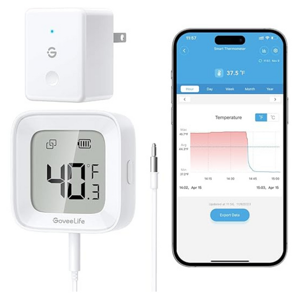 GoveeLife WiFi Refrigerator Thermometer With Alarm (1 Gateway + 1 Sensor)