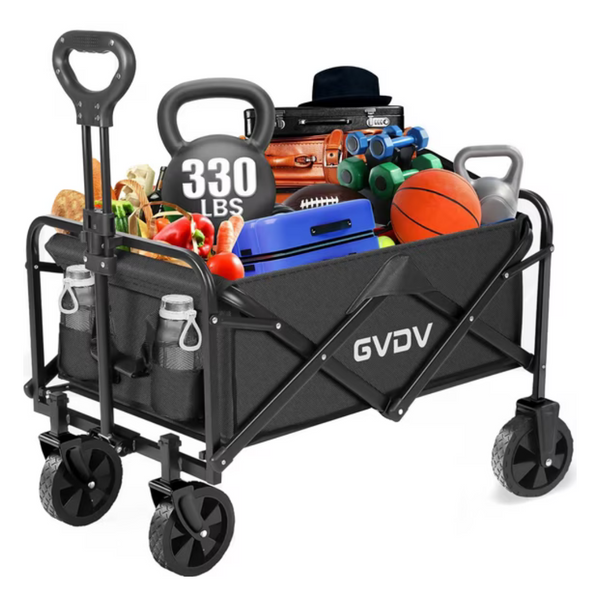 GVDV Portable Collapsible Utility Wagon Cart (Black)