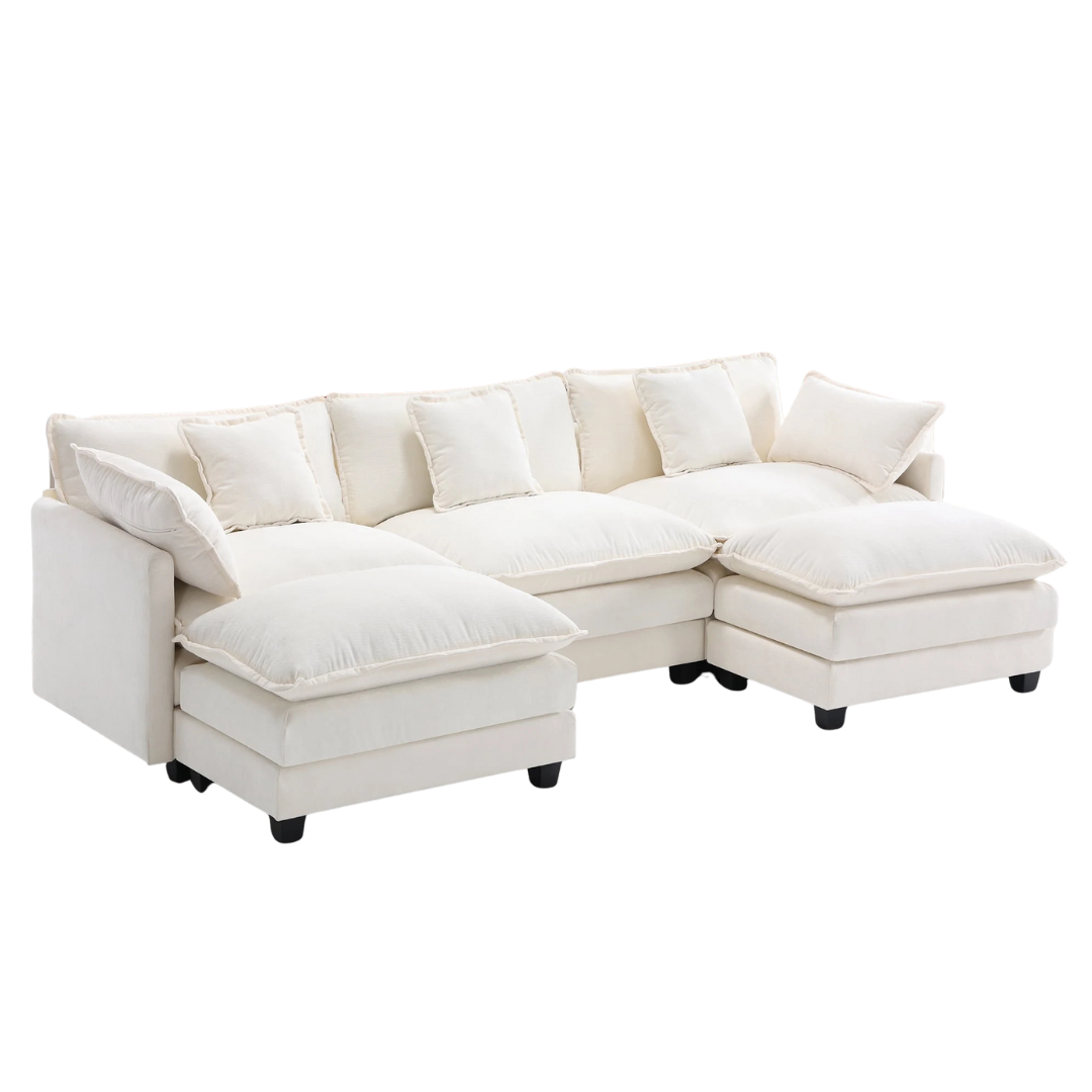 BedLuxury 111.5'' Modular Sectional Sofa With Movable Ottomans
