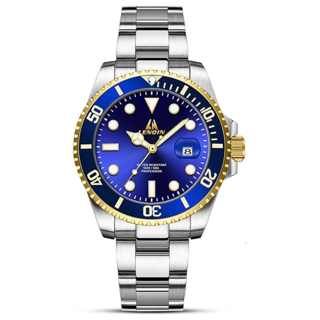Ln Lenqin Men's Stainless Steel Analog Quartz Watch