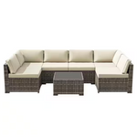7-Piece Joyside Brown Wicker Outdoor Patio Sectional Set