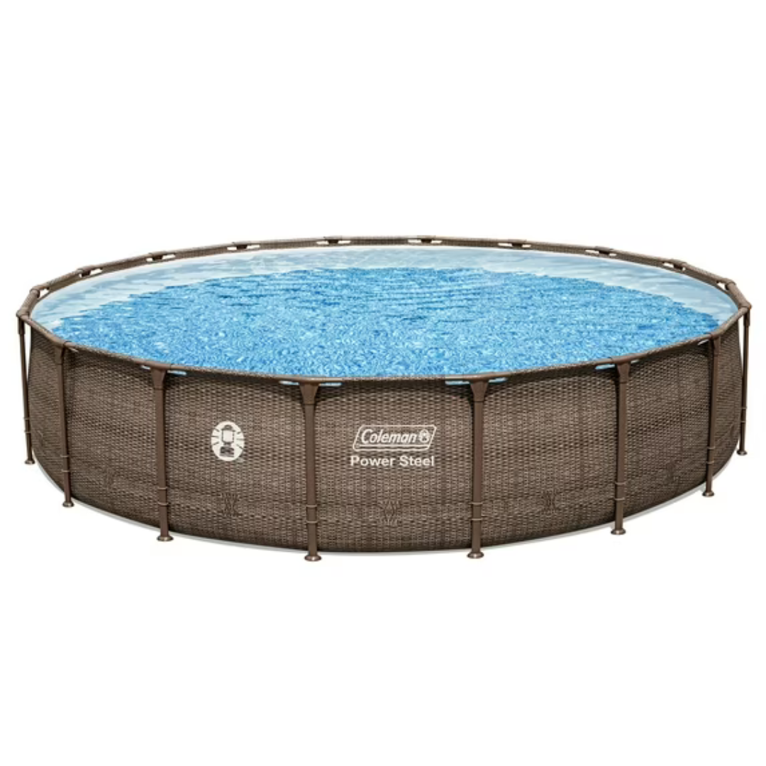 Coleman Power Steel 18’ x 48” Round Metal Frame Above Ground Pool Set (Includes Filter Pump, Ladder, & Pool Cover)