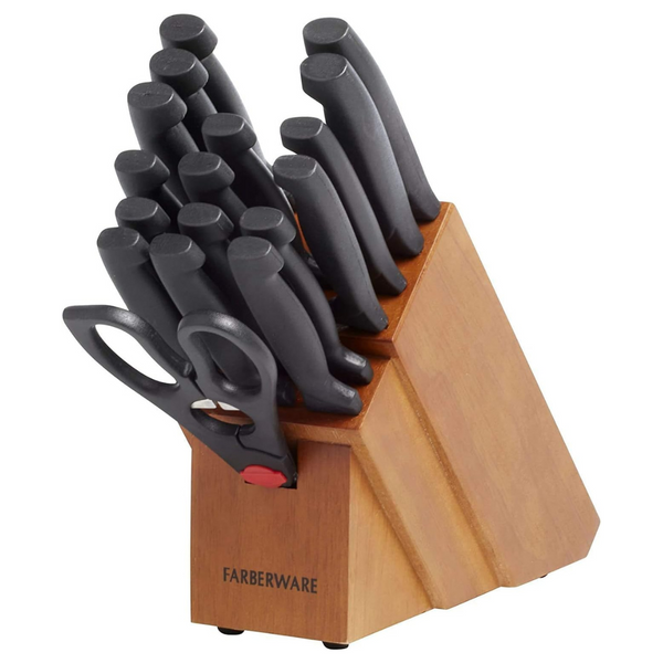 Farberware 18 Piece Never Needs Sharpening High-Carbon Stainless Steel Knife Block Set
