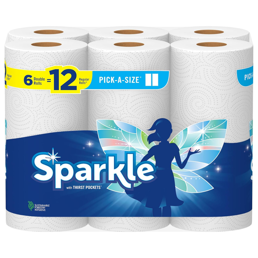 6-Pack Sparkle Double Rolls Pick-A-Size Paper Towels