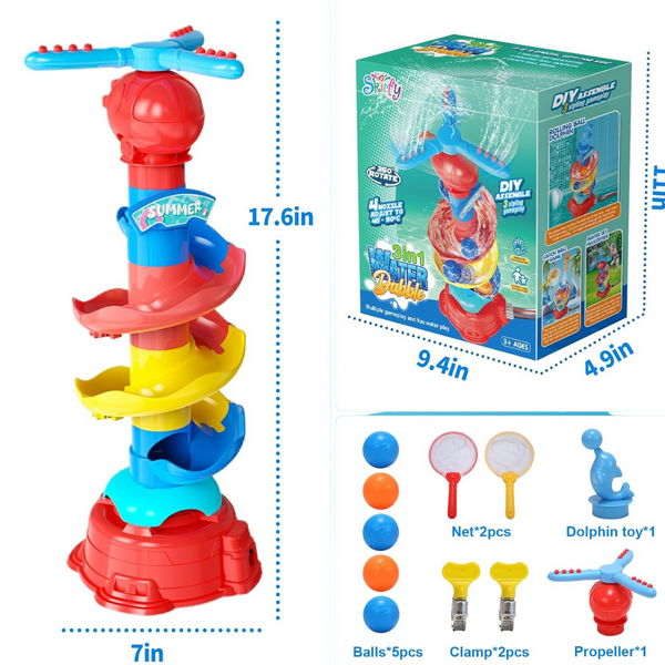 3-in-1 Water Sprinkler Toy for Kids with Catch Ball Game
