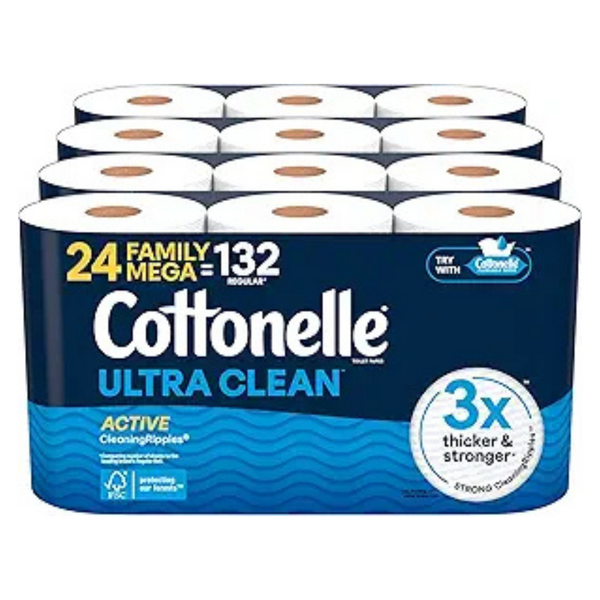 2-Pack 24-Count Cottonelle Toilet Paper Family Mega Rolls (Ultra Clean or Ultra Comfort)