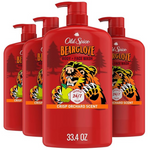 4 Bottles Of Old Spice Cleansing Body + Face Wash, Bearglove With Crisp Orchard Scent (33.4 Oz Bottles)